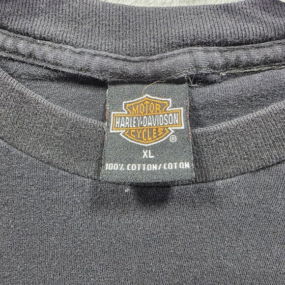 Vintage Harley-Davidson Shirt Mens XL Black Made in USA Skull Flag Graphic 90s - Picture 3 of 9